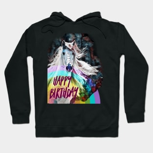 Happy Birthday (rainbow horse) Hoodie